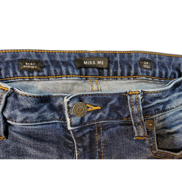 Miss Me Easy Skinny Denim Jeans Size 26x31 Distressed Medium Wash - Picture 3 of 4